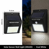 Solar Motion Sensor Triangular Wall Light Single Sided 40 LED