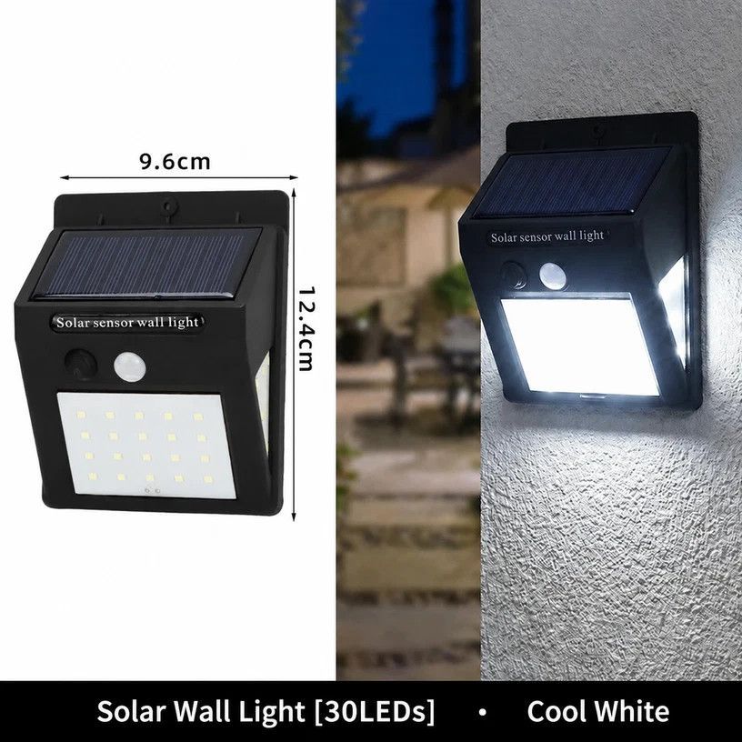 Solar Wall Light 30 LED Three Sided Motion Sensor outdoor light 1