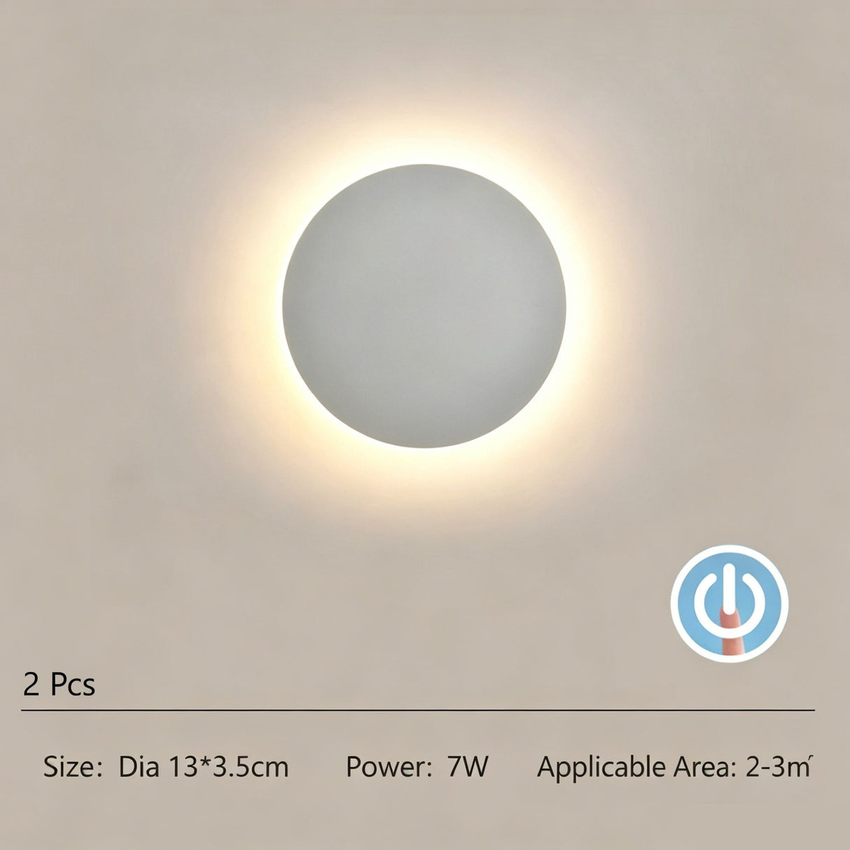 White eclipse LED wall light with touch control