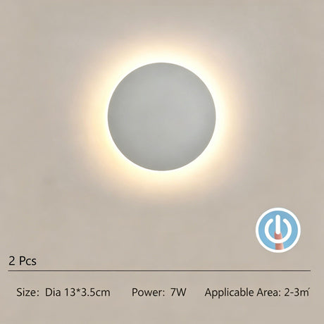 White eclipse LED wall light with touch control