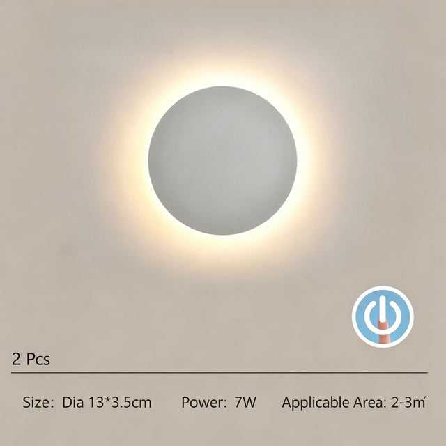White eclipse LED wall light with touch control