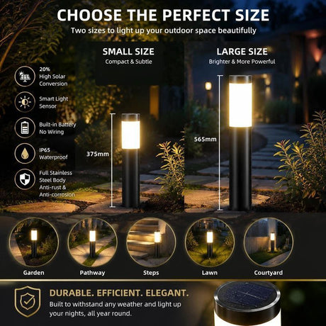 Warm white solar garden light at night
