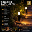 Black stainless steel solar garden stake light warm white two pack