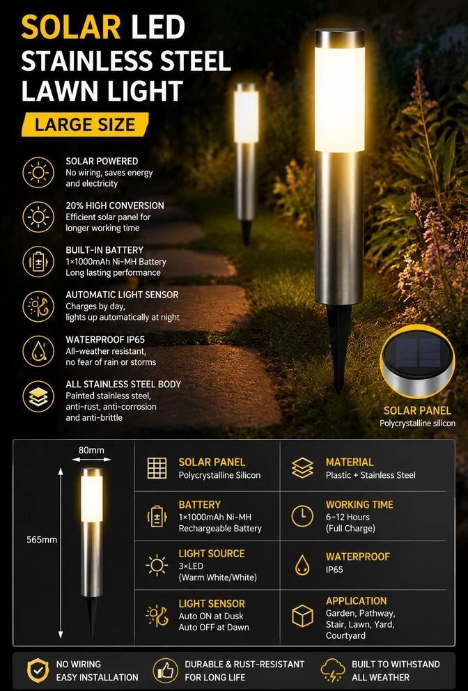 Black solar stake lights warm white in garden