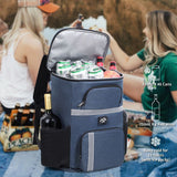 Black insulated cooler backpack with padded straps for outdoor adventures