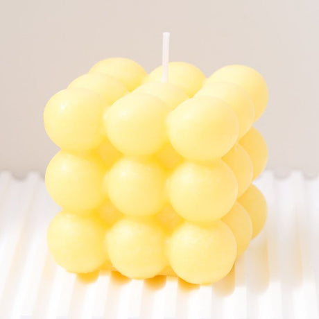 Yellow bubble cube scented candle set of three