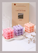 Yellow bubble cube scented candle set of three