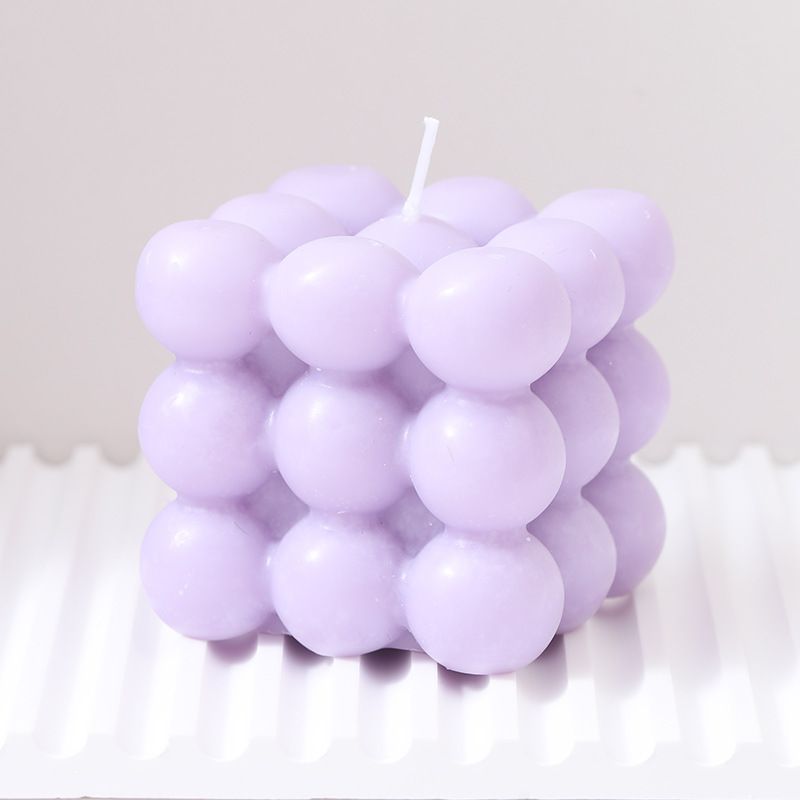 Purple bubble cube scented candle set of three