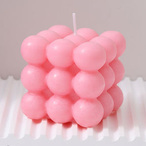 Pink bubble cube scented candle set of three