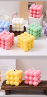 Pink bubble cube scented candle set of three