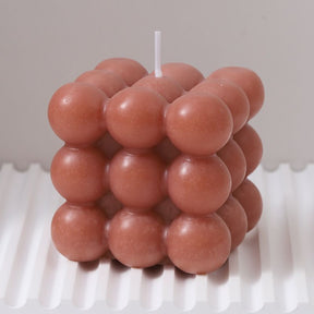 Light brown bubble cube scented candle set of three