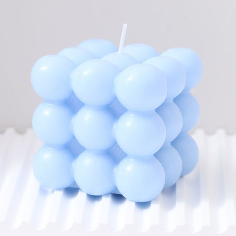 Blue bubble cube scented candle set of three