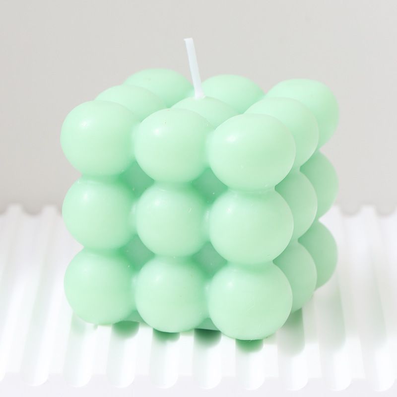 Green bubble cube scented candle set of three