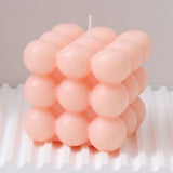 Light pink bubble cube scented candle set of three