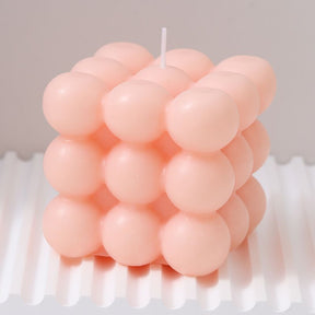 Light pink bubble cube scented candle set of three