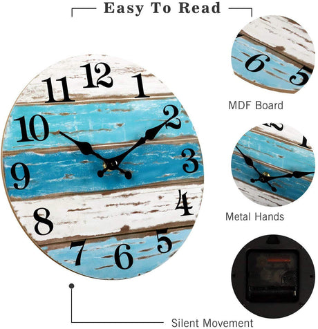Wooden Silent Wall Clock No.14, 10 Inch