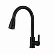 Black pull out kitchen mixer tap in stainless steel