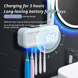 Cagliari Toothbrush Holder, Wall Mounted UV, Auto Toothpaste Dispenser, White