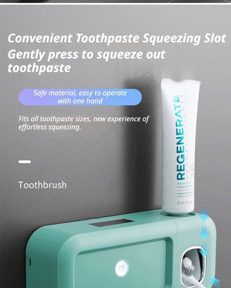 Adhesive back panel of the grey toothbrush holder shown before mounting