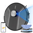 Low profile robot vacuum and mop with charging dock