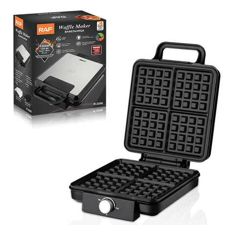 Waffle maker packaged with instruction manual