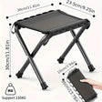 Black aluminium folding camp stool with hanging hook and Oxford seat