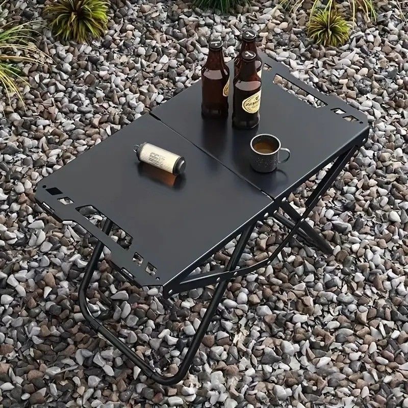Serpentine Folding Camp Table, Black