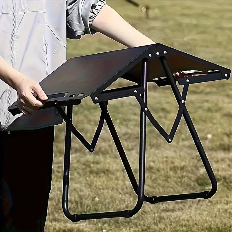 Serpentine Folding Camp Table, Black