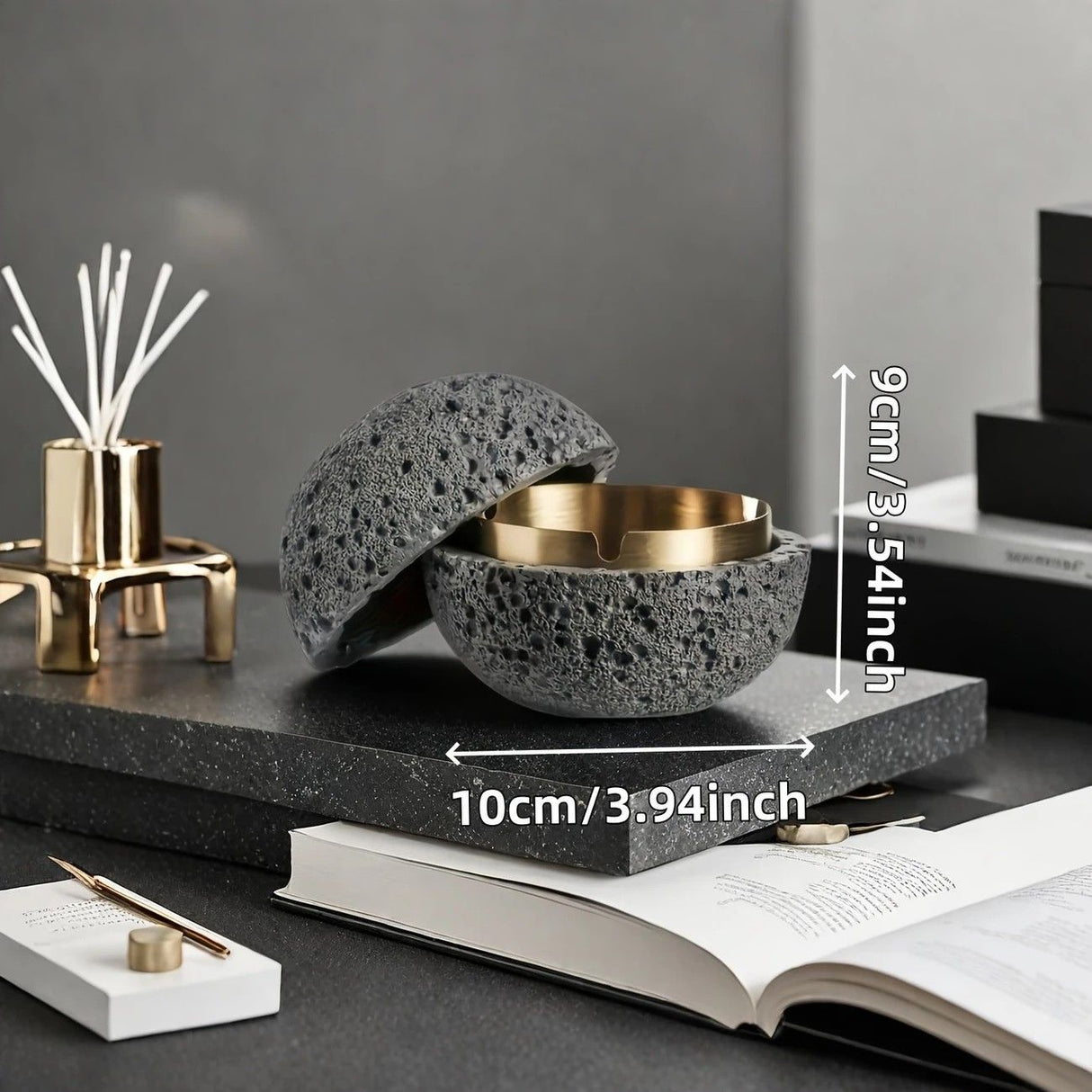 Orvieto Concrete Ashtray, Black