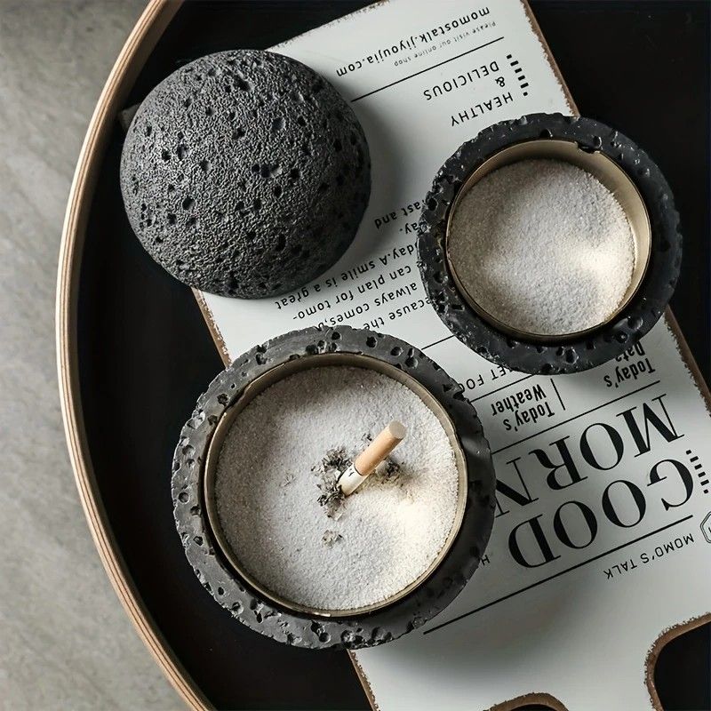 Orvieto Concrete Ashtray, Dark Grey