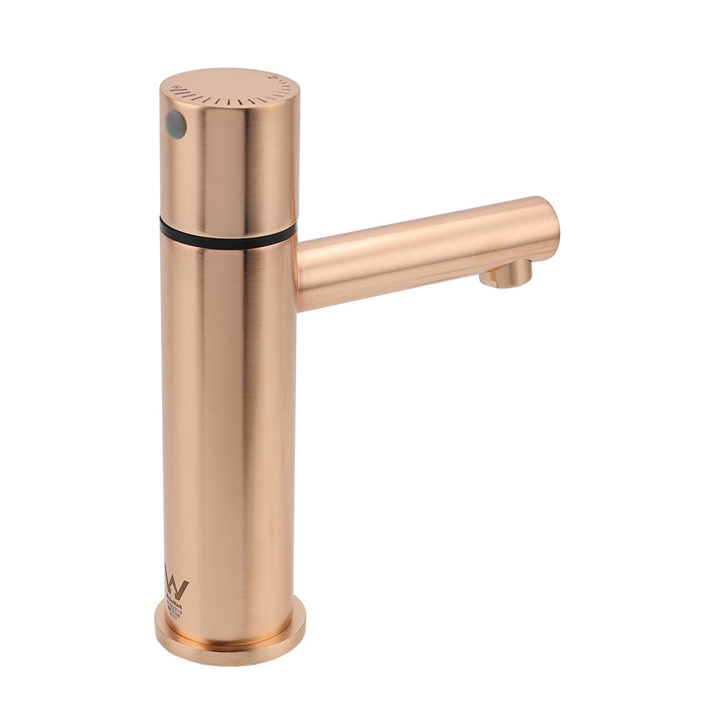 Round Basin Mixer Tap in Brushed Rose Gold