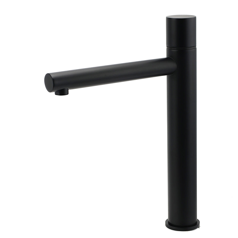 Matt Black Round Tall Basin Mixer Tap