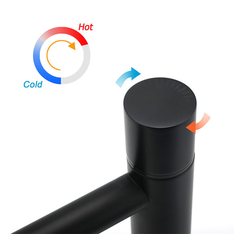 Matt Black Round Tall Basin Mixer Tap