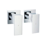 Polished chrome square quarter turn wall twin taps, view 1