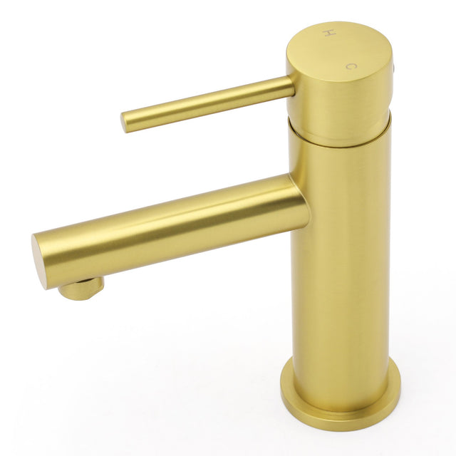 Brushed Gold Round Basin Mixer Tap image 2