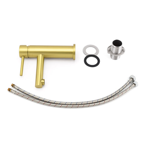 Brushed Gold Round Basin Mixer Tap image 8