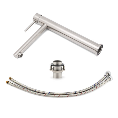 Round Basin Mixer Tap, Brushed Nickel