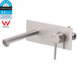 Wall Mounted Basin and Bath Mixer Tap, Round, Brushed Nickel