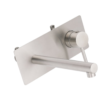 Wall Mounted Basin and Bath Mixer Tap, Round, Brushed Nickel