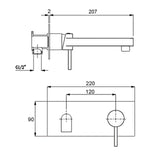 Wall Mounted Basin and Bath Mixer Tap, Round, Brushed Nickel