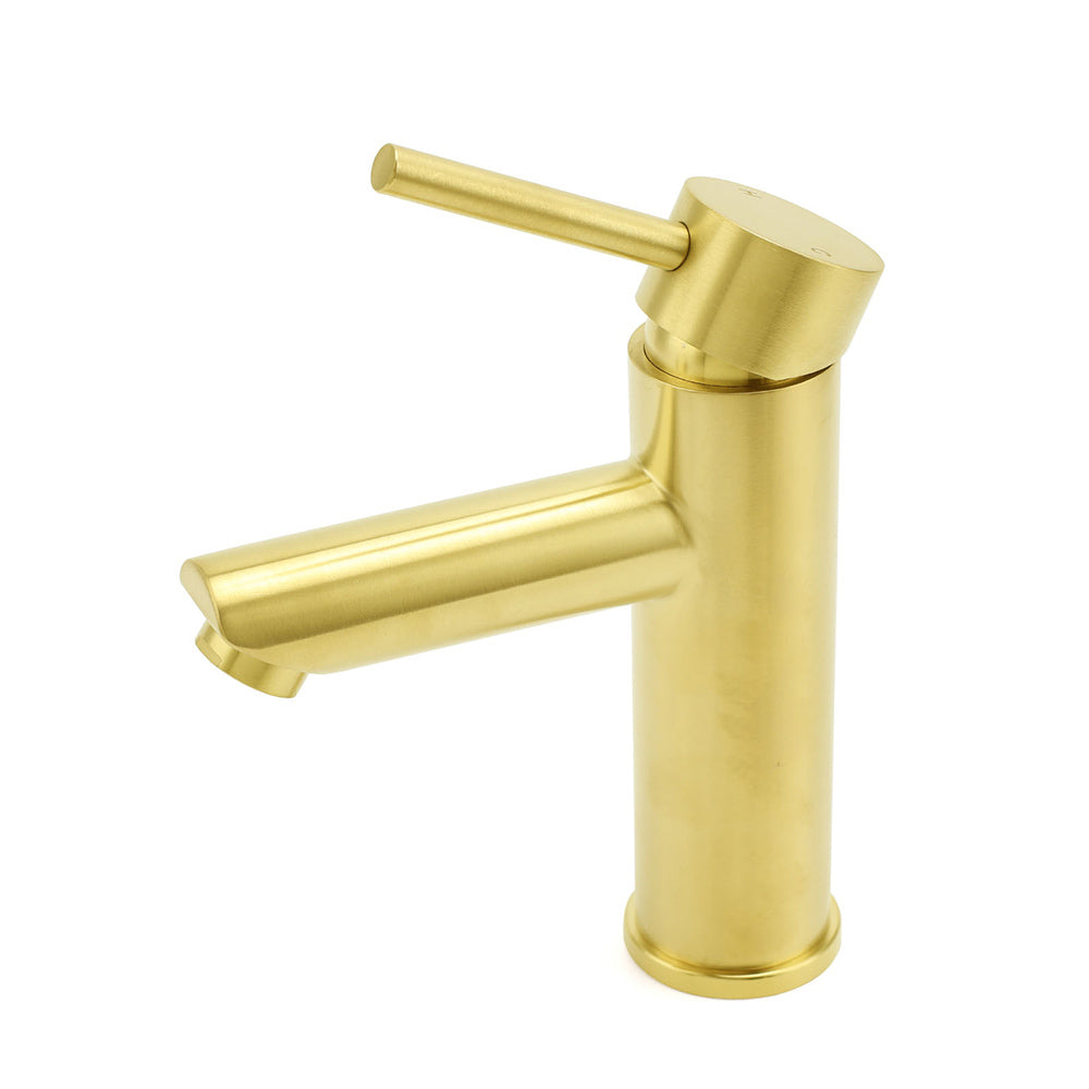 Brushed Gold Round Basin Mixer Tap