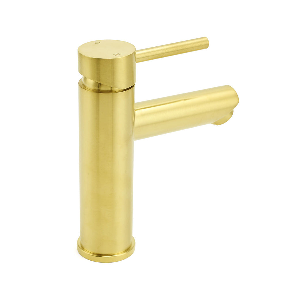 Brushed Gold Round Basin Mixer Tap