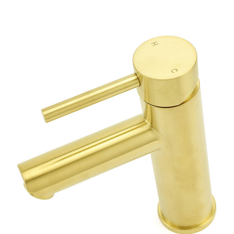 Brushed Gold Round Basin Mixer Tap