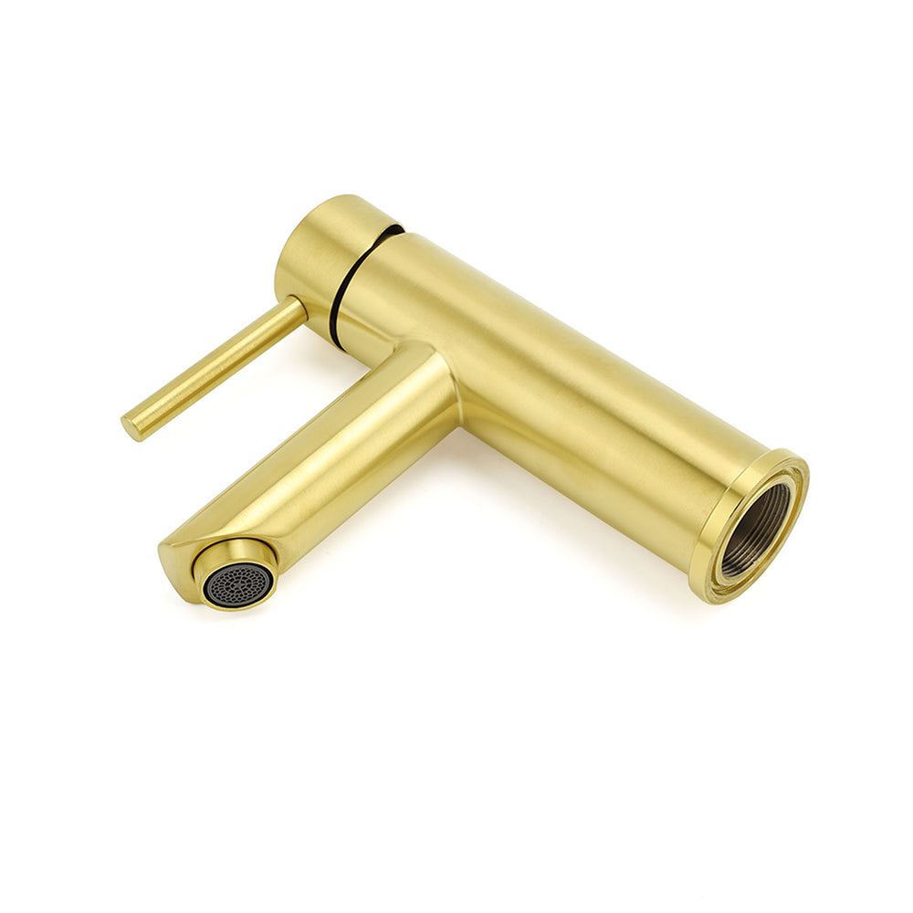 Brushed Gold Round Basin Mixer Tap