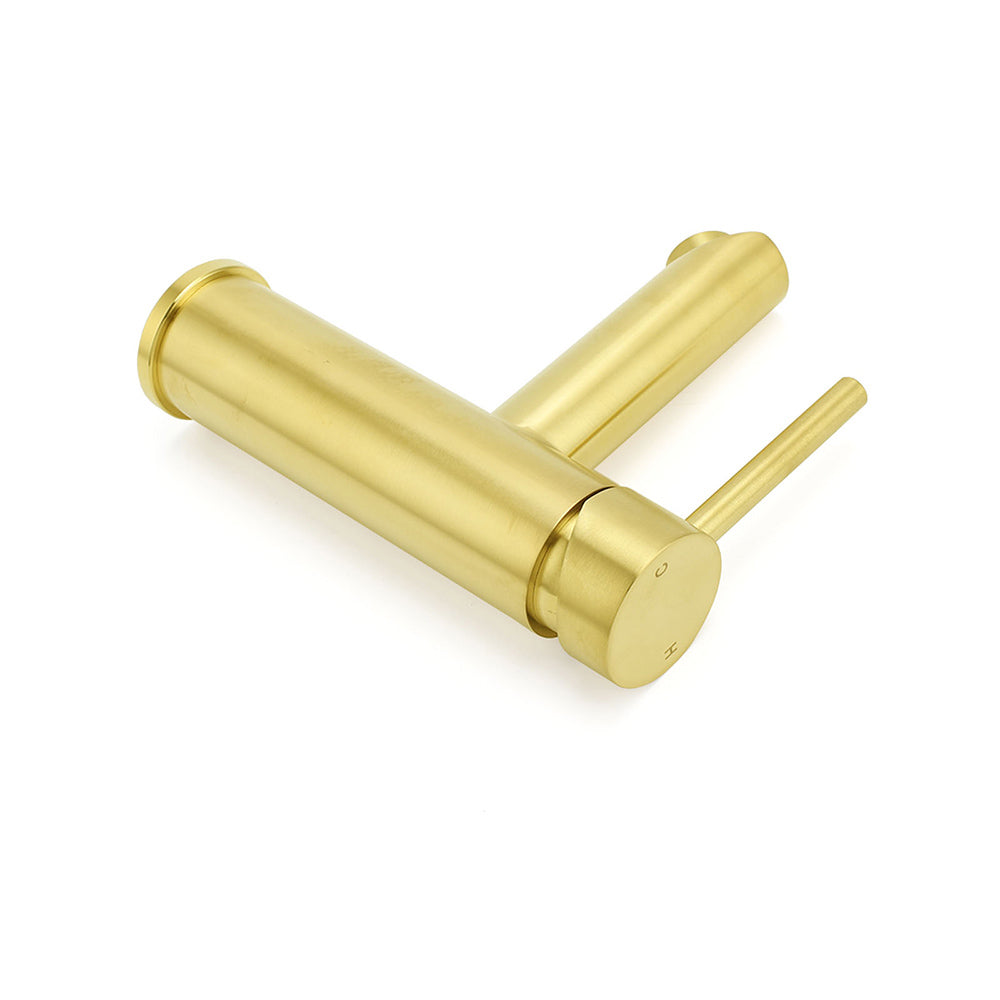 Brushed Gold Round Basin Mixer Tap