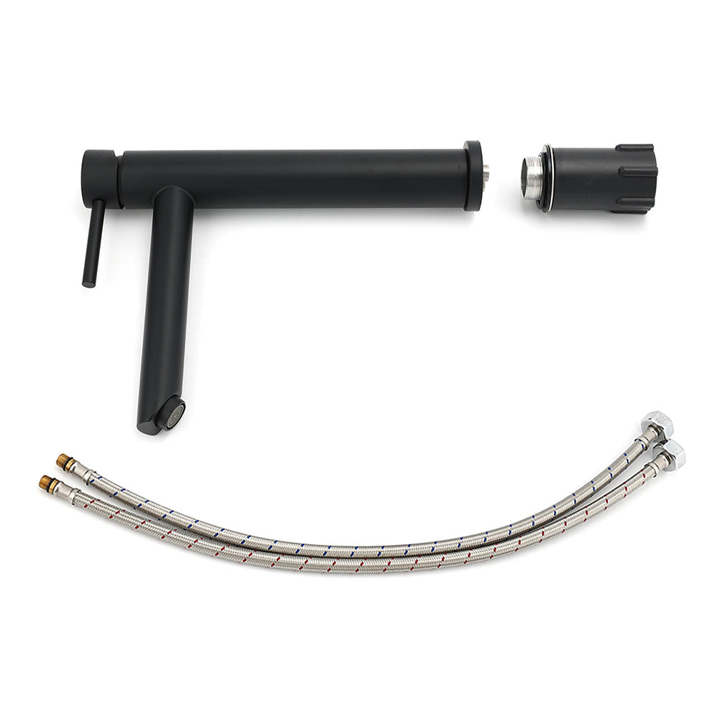 Matt Black Round Tall Basin Mixer Tap