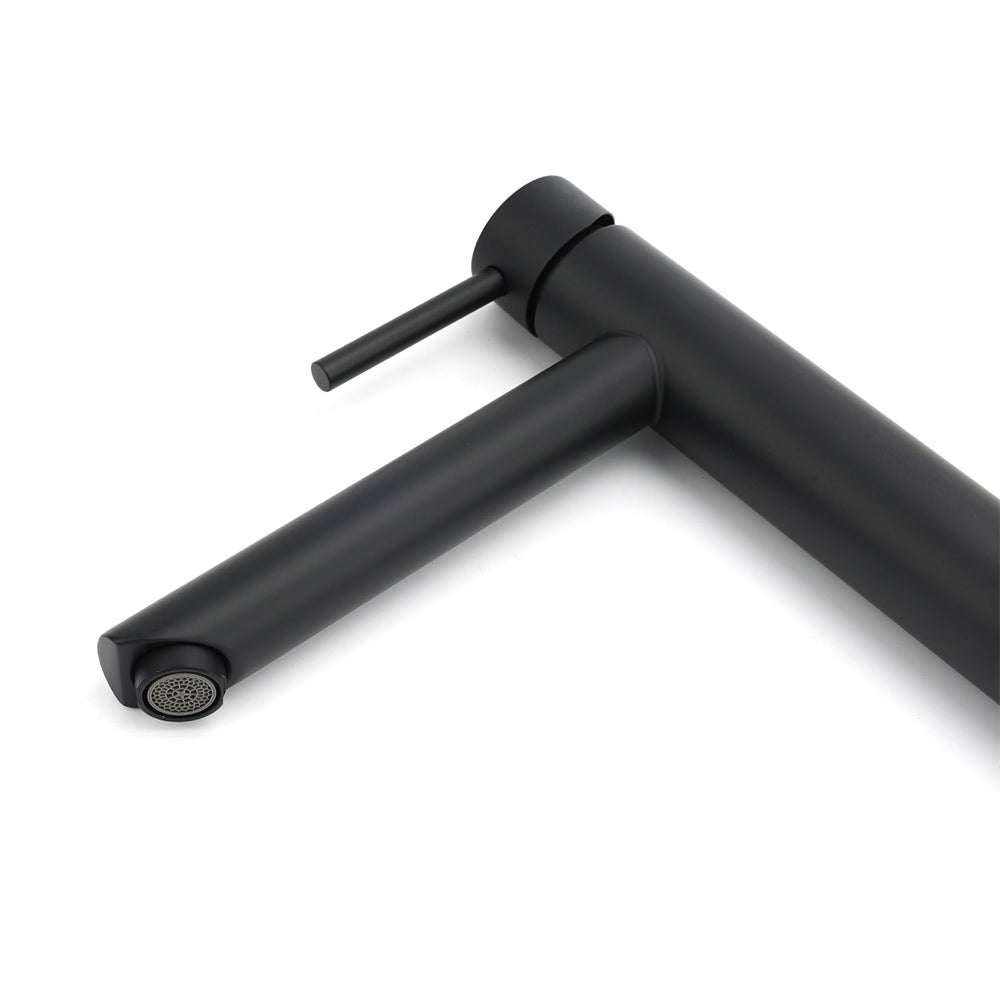 Matt Black Round Tall Basin Mixer Tap