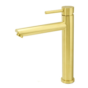 Brushed Gold Round Tall Basin Mixer Tap 304 Stainless Steel image 1
