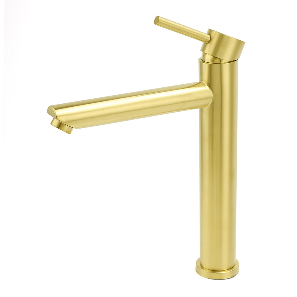 Brushed Gold Round Tall Basin Mixer Tap 304 Stainless Steel image 2