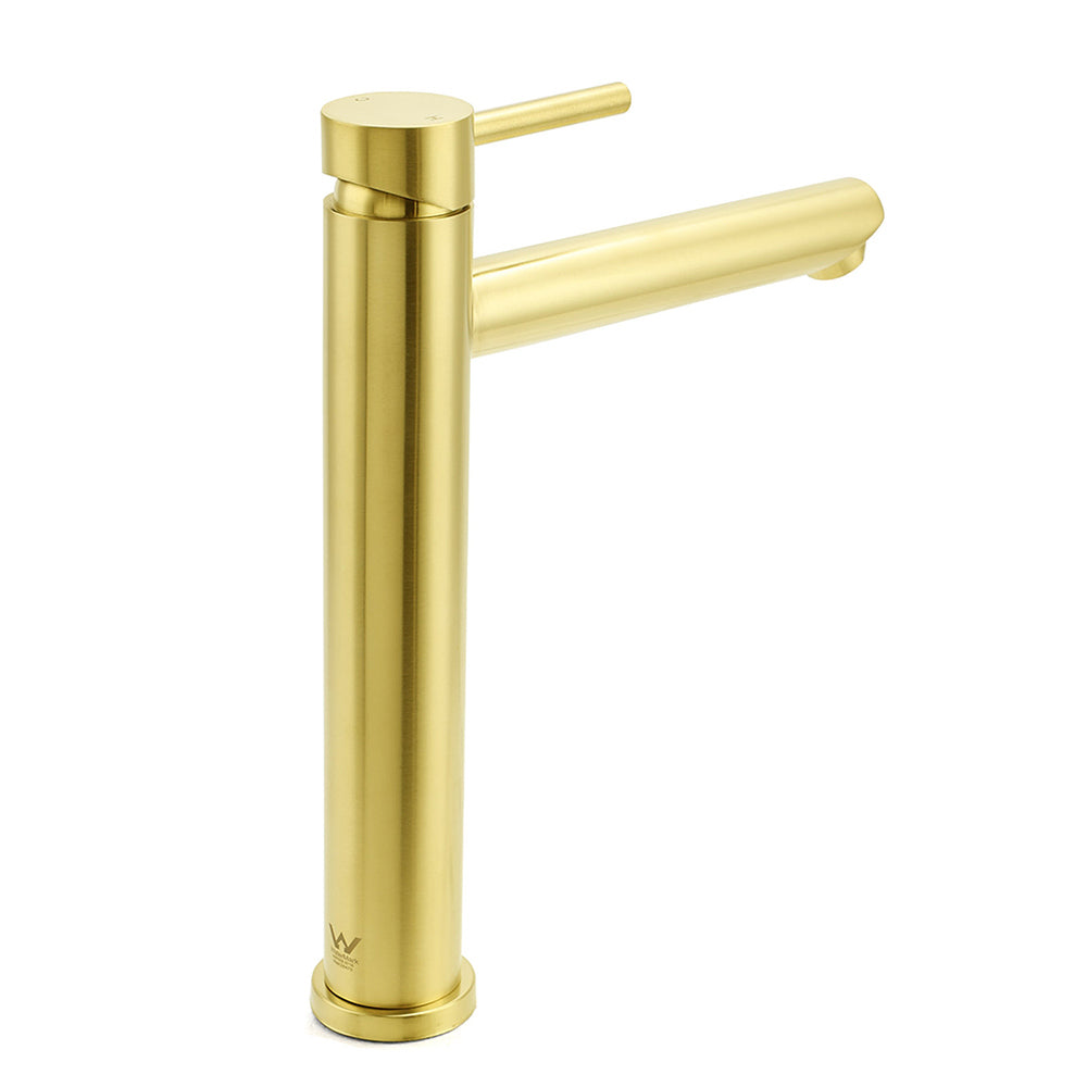 Brushed Gold Round Tall Basin Mixer Tap 304 Stainless Steel image 3